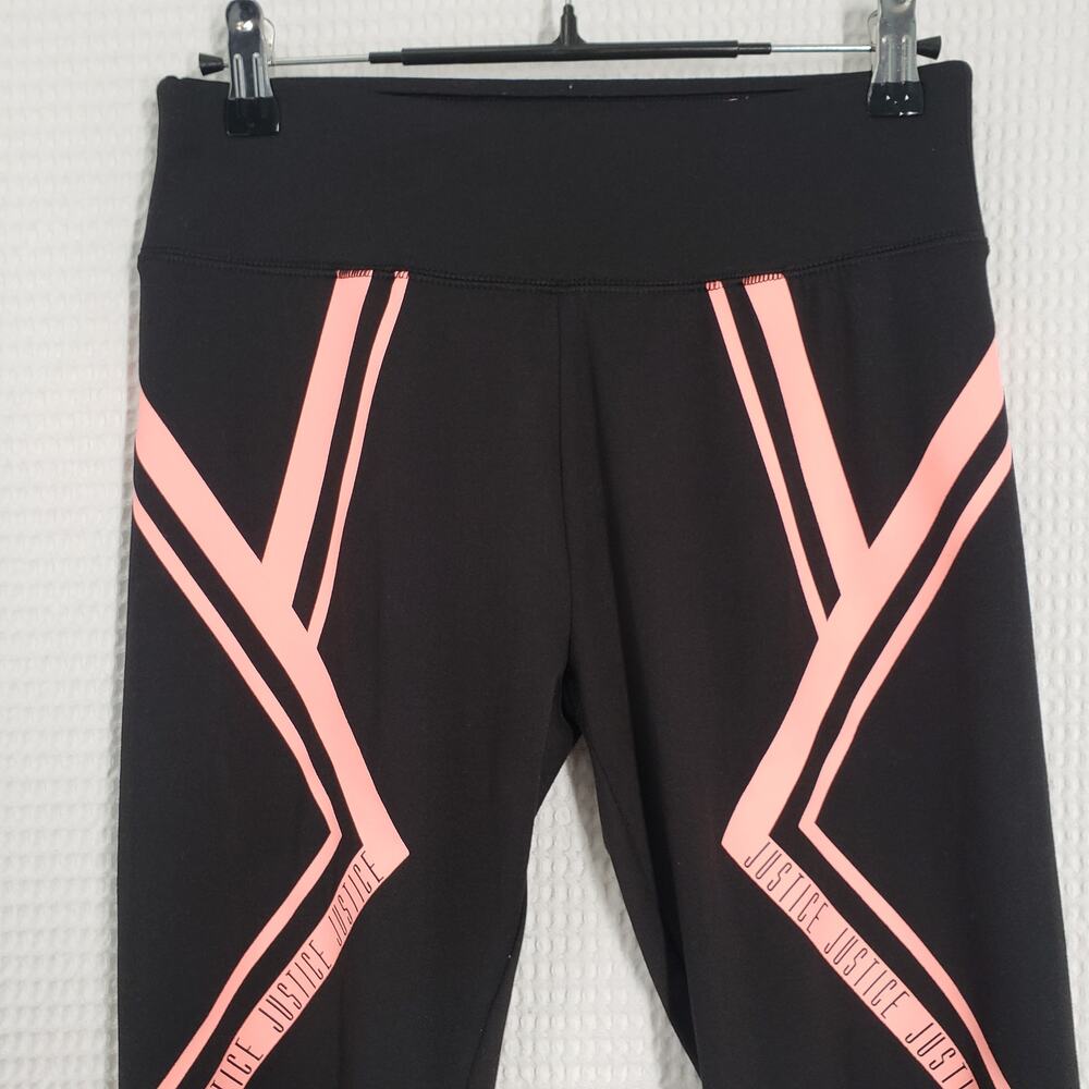 Justice Active Leggings Girls Size 14/16 Black Pink Mesh Athletic Full Length - Picture 11 of 15